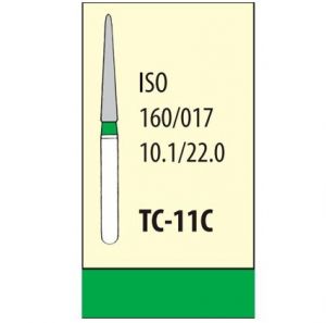 Бор алмазный турбинный Конус Острый TC-11C (зеленый. шт.) 160/016 Mani