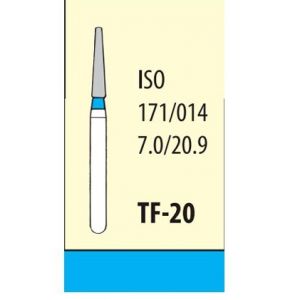 Бор алмазный турбинный Конус плоский удлиненный TF-20 (синий, шт.) 171/014 Mani